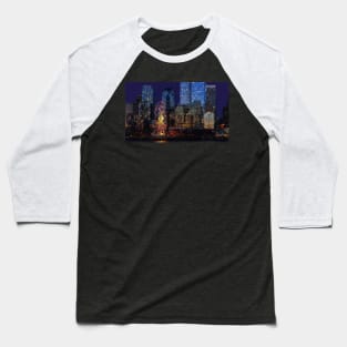 Night Seattle Skyline Baseball T-Shirt